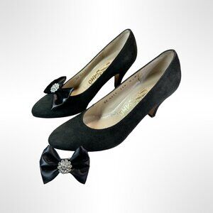 Ferragamo Black Suede Pumps, Size 5, excellent condition